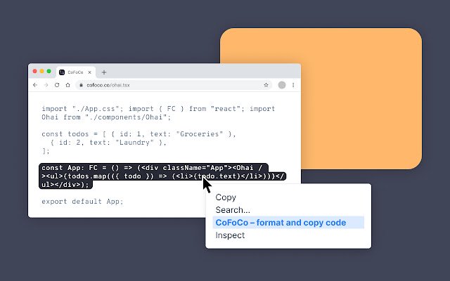 CoFoCo Code Format and Copy  from Chrome web store to be run with OffiDocs Chromium online