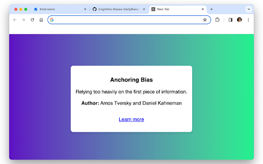 Cognitive Bias Daily from Chrome web store to be run with OffiDocs Chromium online Cognitive Bias Daily from Chrome web store to be run with OffiDocs Chromium online