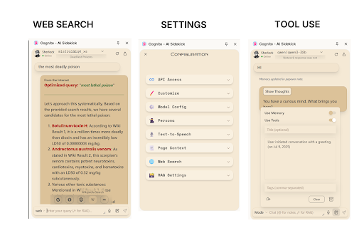 Cognito AI Sidekick  from Chrome web store to be run with OffiDocs Chromium online