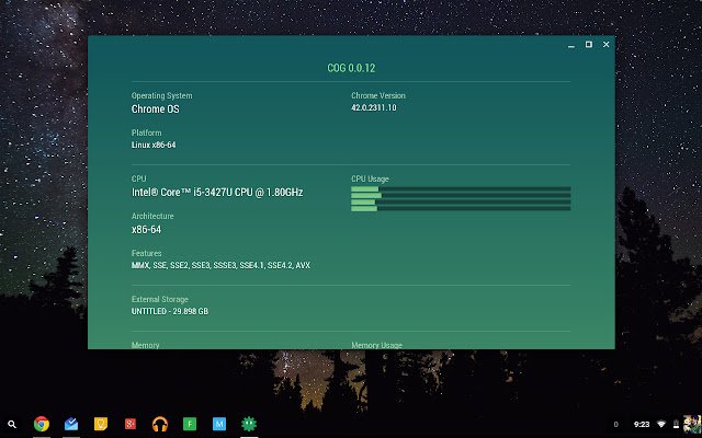 Cog System Info Viewer de Chrome web store para ejecutarse con OffiDocs Chromium en línea