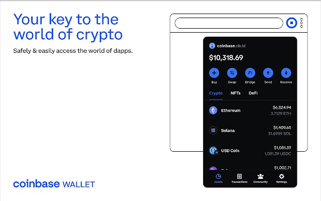 Tiện ích mở rộng Coinbase Wallet từ cửa hàng Chrome trực tuyến sẽ chạy với OffiDocs Chromium trực tuyến