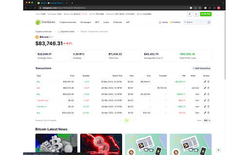 CoinGecko CSV Portfolio Exporter  from Chrome web store to be run with OffiDocs Chromium online