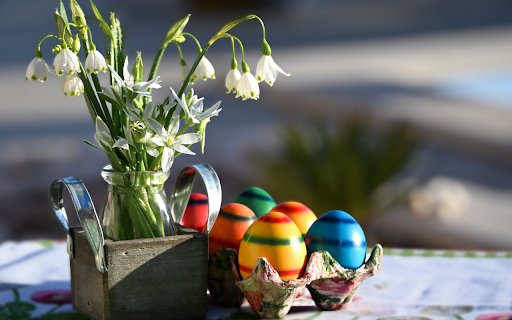 Colorful eggs next to the flowerpot  from Chrome web store to be run with OffiDocs Chromium online
