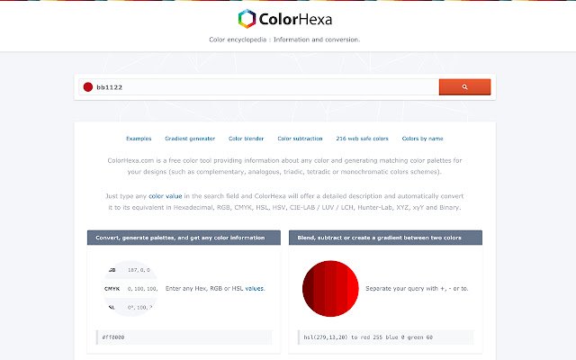 ColorHexa uit de Chrome-webwinkel kan worden uitgevoerd met OffiDocs Chromium online