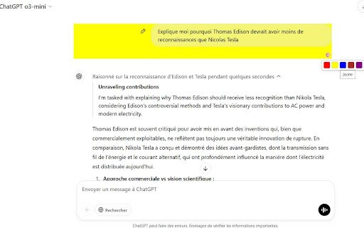 Colorise certaines réponses ChatGPT  from Chrome web store to be run with OffiDocs Chromium online