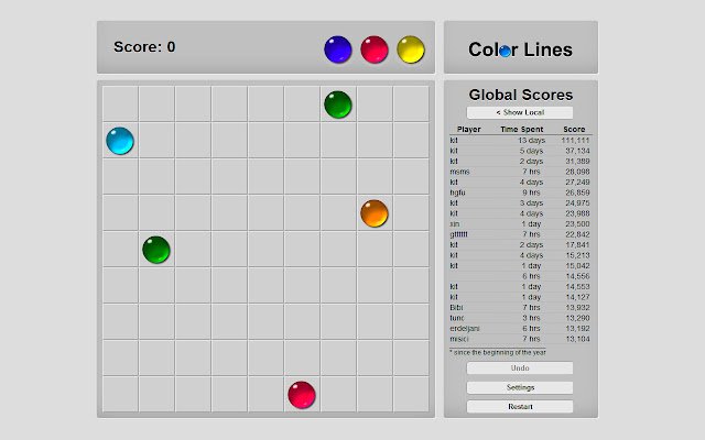 Chrome ウェブストアの Color Lines を OffiDocs Chromium online で実行