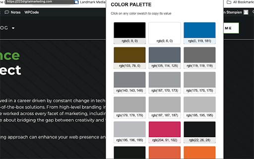 Color Palette Inspector  from Chrome web store to be run with OffiDocs Chromium online