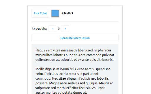 Color picker and lorem ipsum text generator from Chrome web store to be run with OffiDocs Chromium online Color picker and lorem ipsum text generator from Chrome web store to be run with OffiDocs Chromium online