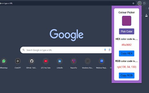 Color Picker Tool  from Chrome web store to be run with OffiDocs Chromium online