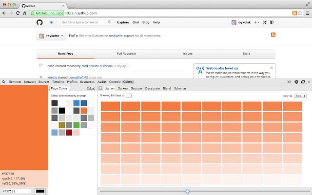 Chrome 웹 스토어의 Colors Dev Panel이 OffiDocs Chromium 온라인과 함께 실행됩니다.
