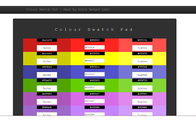 Farbmuster-Pad aus dem Chrome-Webshop zur Ausführung mit OffiDocs Chromium online