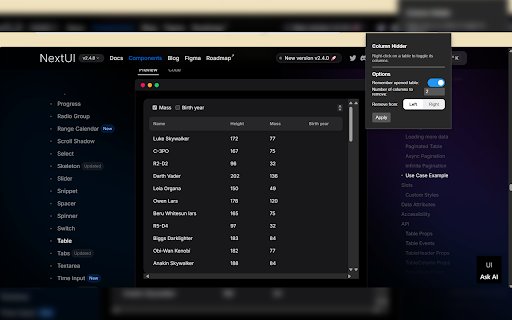 Column Hidder  from Chrome web store to be run with OffiDocs Chromium online