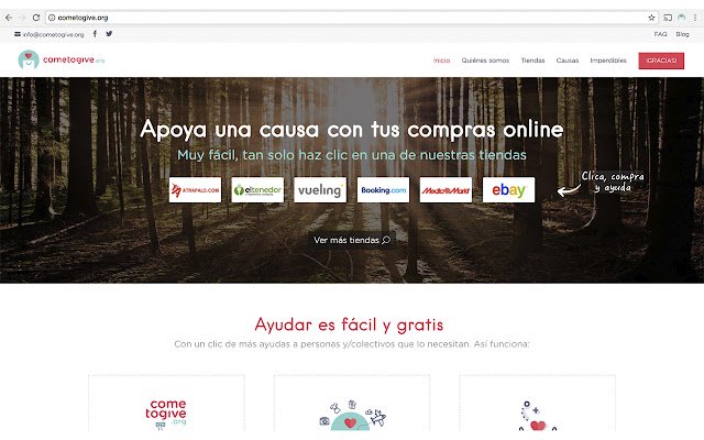 Cometogive.org de Chrome web store se ejecutará con OffiDocs Chromium en línea