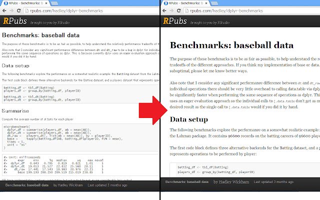 Comfortable RPubs  from Chrome web store to be run with OffiDocs Chromium online