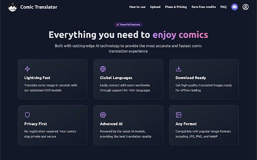 Comic Translator Manga, Manhwa, Manhua translator using AI  from Chrome web store to be run with OffiDocs Chromium online