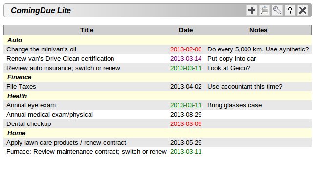 ComingDue Lite uit de Chrome-webwinkel om te worden uitgevoerd met OffiDocs Chromium online