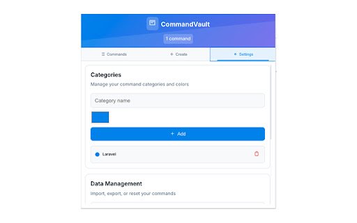 CommandVault CLI Storage  from Chrome web store to be run with OffiDocs Chromium online