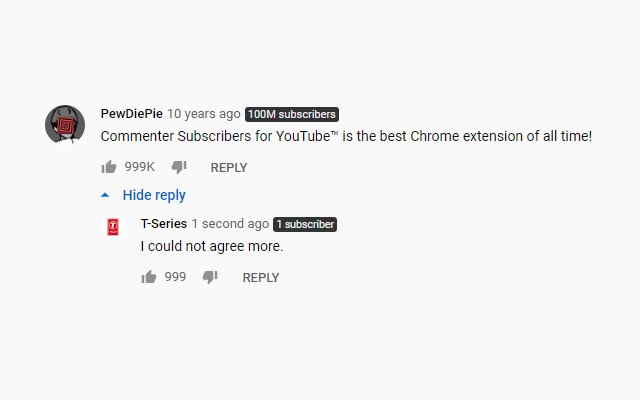 Commenter Subscribers for YouTube™  from Chrome web store to be run with OffiDocs Chromium online