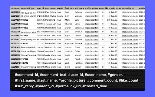CommentExp Scrape Comments  from Chrome web store to be run with OffiDocs Chromium online