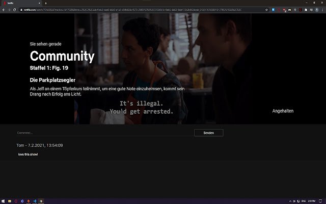 Commentflix từ cửa hàng Chrome trực tuyến sẽ được chạy với OffiDocs Chromium trực tuyến