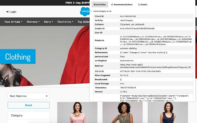 Commerce Cloud Recommendation Validator de la boutique en ligne Chrome à exécuter avec OffiDocs Chromium en ligne