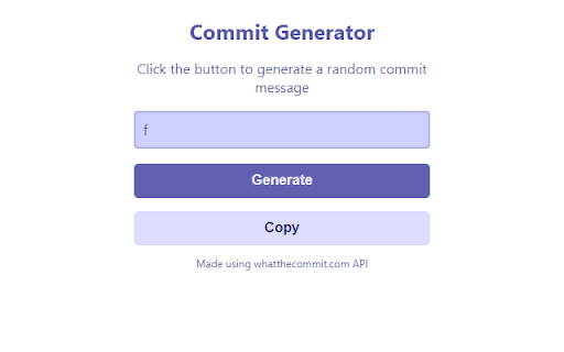 Commit Message Generator from Chrome web store to be run with OffiDocs Chromium online Commit Message Generator from Chrome web store to be run with OffiDocs Chromium online