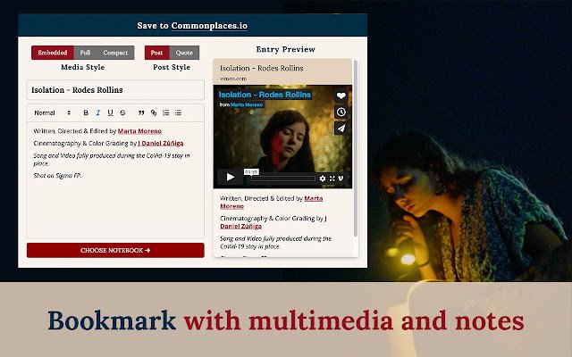 Commonplaces your digital scrapbook library  from Chrome web store to be run with OffiDocs Chromium online