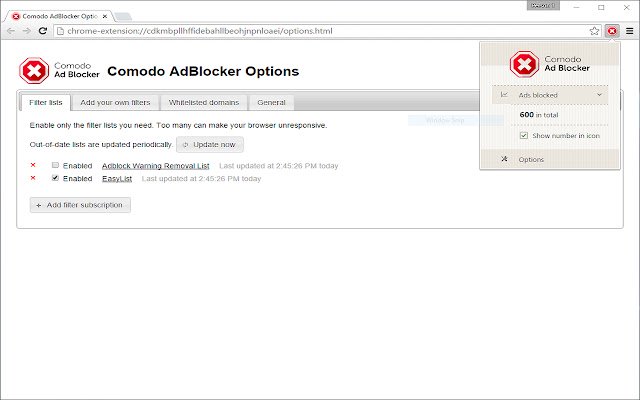 Comodo AdBlocker  from Chrome web store to be run with OffiDocs Chromium online