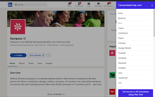 Companies Using Find their techstack.  from Chrome web store to be run with OffiDocs Chromium online