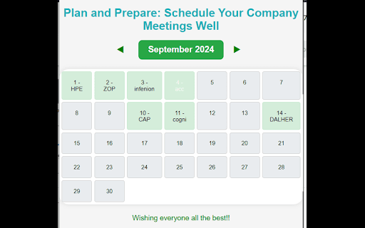 Company Scheduler  from Chrome web store to be run with OffiDocs Chromium online