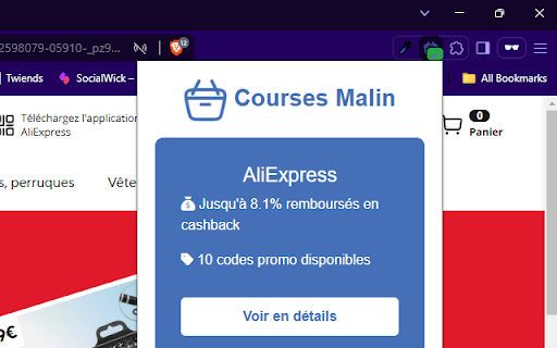 Comparateur de Cashback  Codes Promo  from Chrome web store to be run with OffiDocs Chromium online