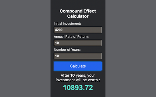 Compound Effect Calculator  from Chrome web store to be run with OffiDocs Chromium online