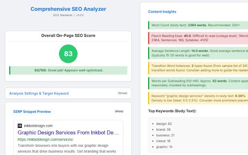 Comprehensive SEO Analyzer (2025 Edition)  from Chrome web store to be run with OffiDocs Chromium online