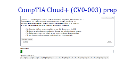 CompTIA Cloud+ (CV0 003) Exam prep plugin from Chrome web store to be run with OffiDocs Chromium online CompTIA Cloud+ (CV0 003) Exam prep plugin from Chrome web store to be run with OffiDocs Chromium online