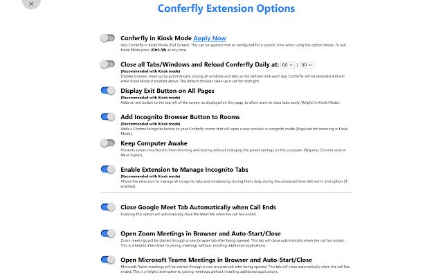 Conferfly Extension  from Chrome web store to be run with OffiDocs Chromium online