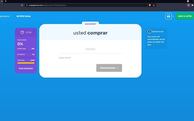 Conjuguemos Autocomplete  from Chrome web store to be run with OffiDocs Chromium online