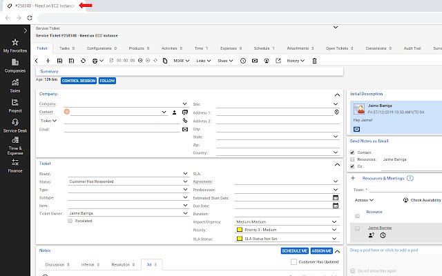 ConnectWise Service Ticket Tab Updater  from Chrome web store to be run with OffiDocs Chromium online