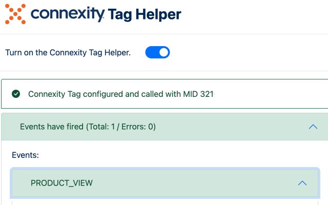 Connexity Tag Helper aus dem Chrome Web Store, der mit OffiDocs Chromium online ausgeführt werden soll
