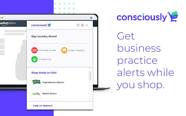 Consciously : Conscious Shopping Assistant de la boutique en ligne Chrome à exécuter avec OffiDocs Chromium en ligne