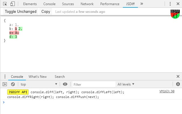 console.diff(...)  from Chrome web store to be run with OffiDocs Chromium online