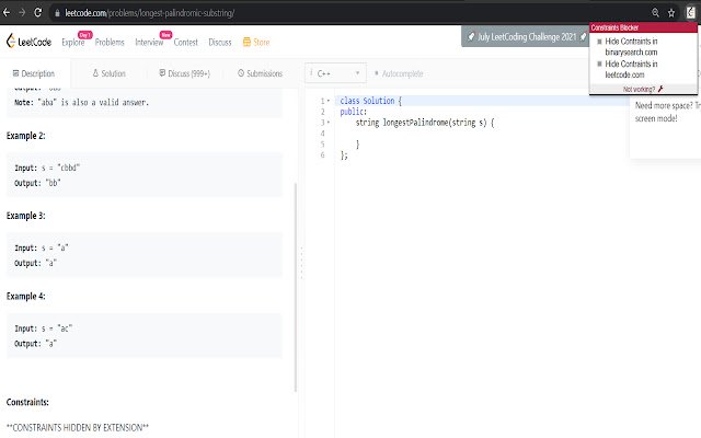 Constraints Blocker (Leetcode, Codechef, BS) dari toko web Chrome untuk dijalankan dengan OffiDocs Chromium online