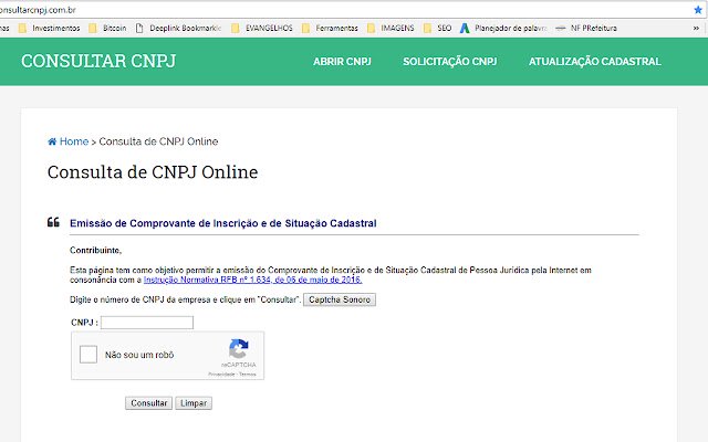 ConsultaCNPJ  from Chrome web store to be run with OffiDocs Chromium online