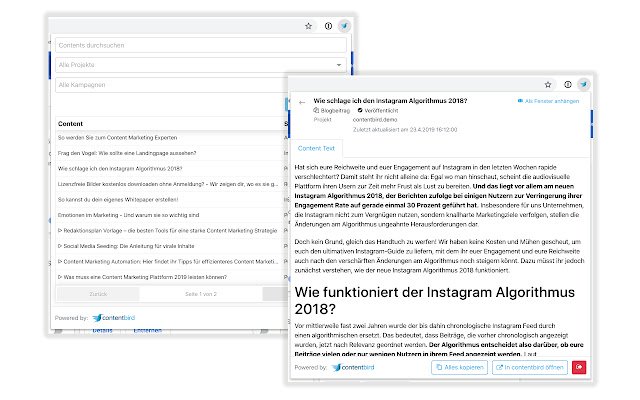 contentbird Connect  from Chrome web store to be run with OffiDocs Chromium online