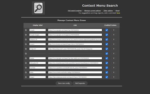 Context Menu Search  from Chrome web store to be run with OffiDocs Chromium online