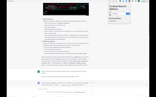 Context Search  from Chrome web store to be run with OffiDocs Chromium online