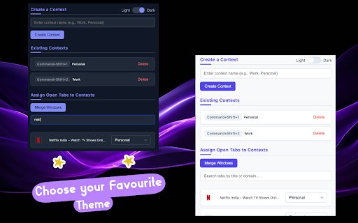 Context Switcher  from Chrome web store to be run with OffiDocs Chromium online