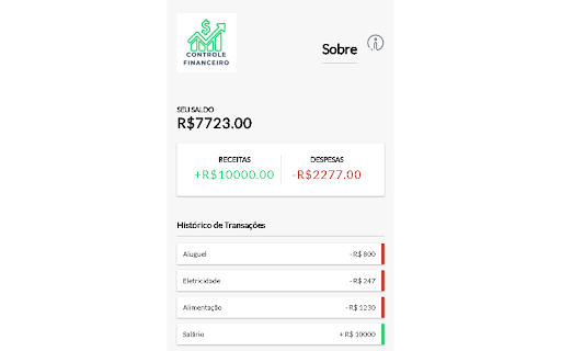 Controle Financeiro  from Chrome web store to be run with OffiDocs Chromium online