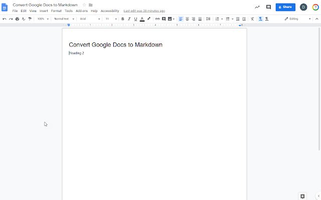 ConvertDocs2Markdown  from Chrome web store to be run with OffiDocs Chromium online