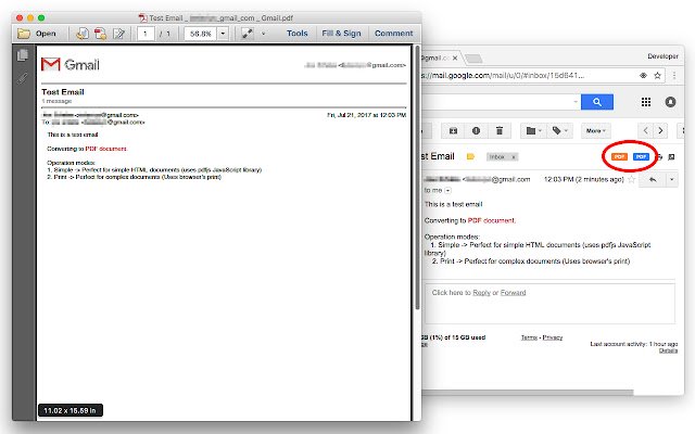 Convert Gmail™ to PDF (locally)  from Chrome web store to be run with OffiDocs Chromium online