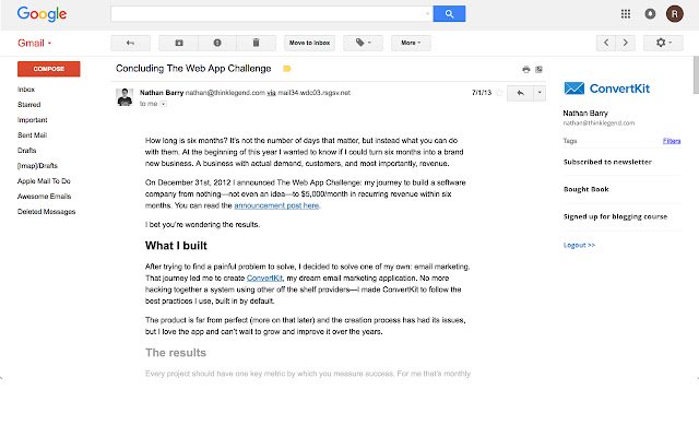 ConvertKit Gmail Extension  from Chrome web store to be run with OffiDocs Chromium online